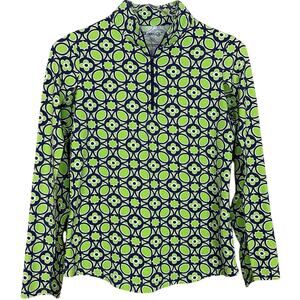 Ibkul 1/4 Zip Pullover Sz S Golf UPF50 Outdoor Performance Green Blue Pickleball